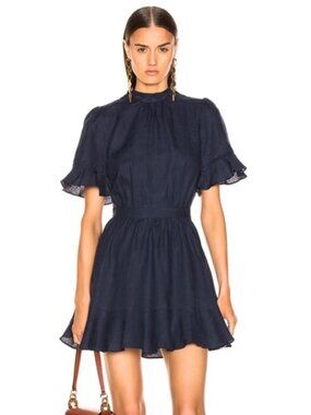 FRAME Denim Scallop Flounce Dress